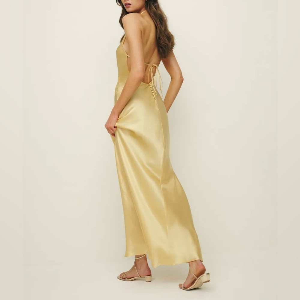 Reformation Jeany Silk Dress Yellow - Size S